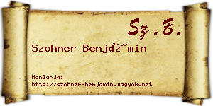 Szohner Benjámin névjegykártya