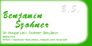 benjamin szohner business card